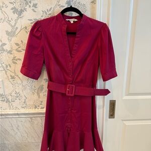 Veronica Beard Molly Belted Minidress w/ Ruffle Hem — Size 4, Like New
